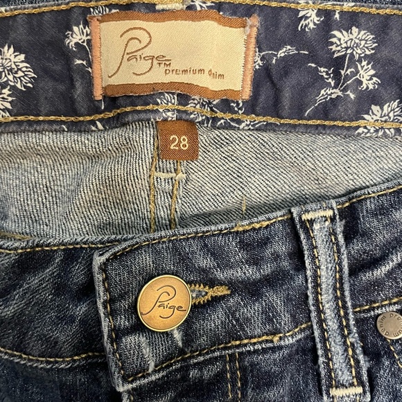 Paige Skyline Ankle Peg Slightly Distressed Blue Denim Jeans Size 27 - Picture 9 of 13